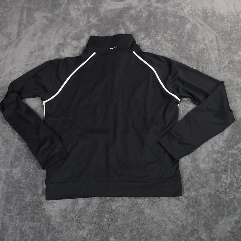 VTG Nike Track Jacket Womens 12-14 Large‎ Black Dri-Fit Windbreaker Y2K Swoosh
